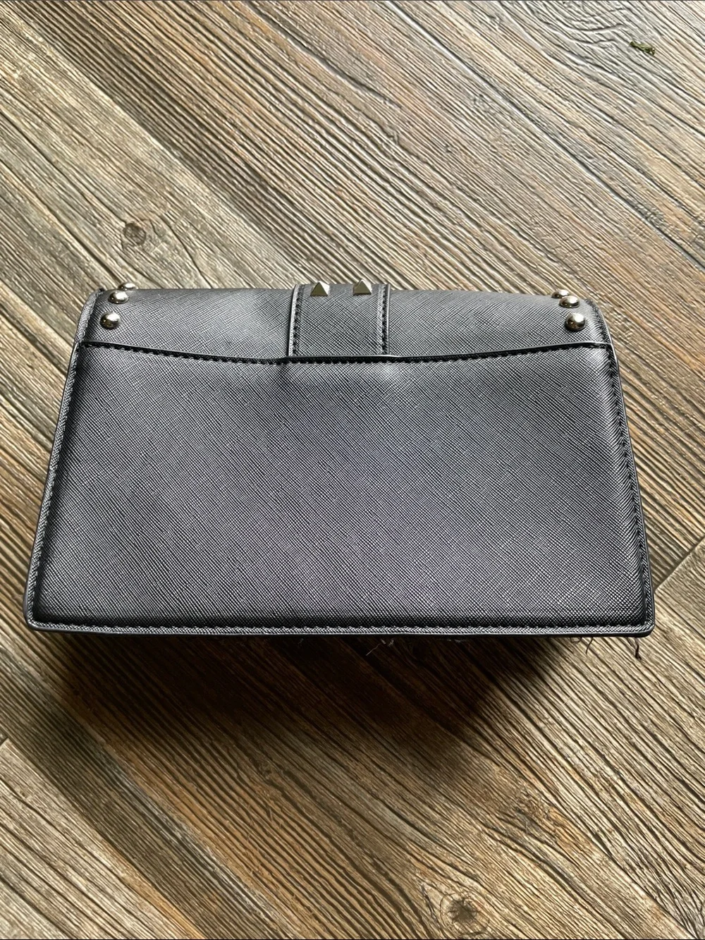 Black Studded Clutch Bag with Silver Hardware